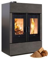 Klover DUAL AIR Hybrid Kombi Kaminofen Holz Pellet Moka Stone/Stahl 17,81 kw